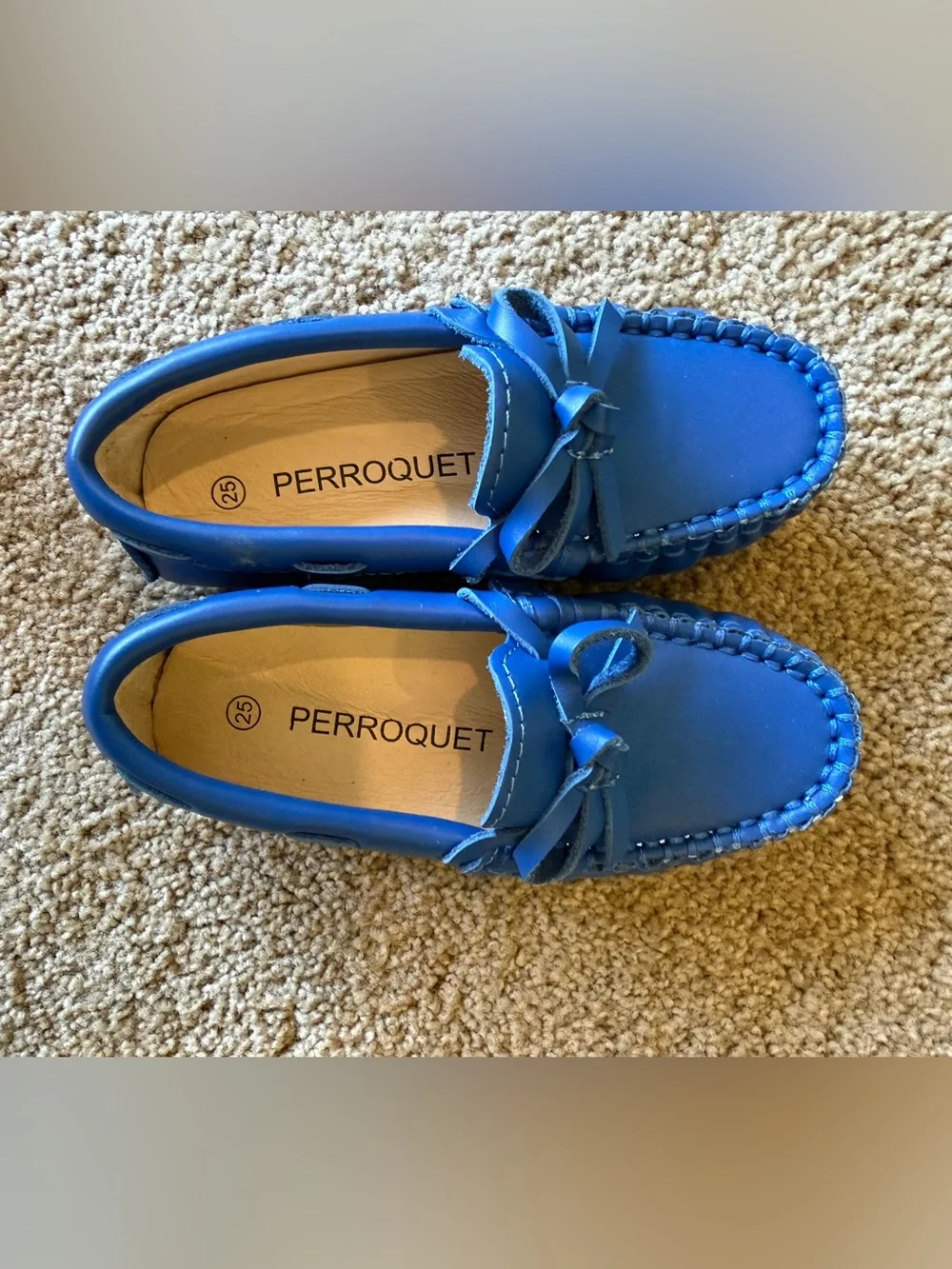 Perroquet Blue Leather Moccasin Loafers